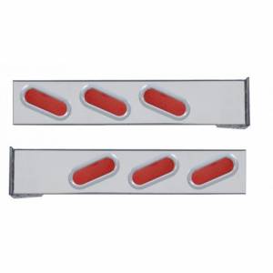 UNITED PACIFIC - 62663 - BARRA DE LUZ TRASERA DE MONTAJE DE BRIDA CROMADA CON SEIS LUCES OVALADAS DE 19 LED Y BISELES - LED ROJO/LENTE ROJA