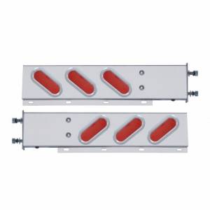 UNITED PACIFIC - 62806 - BARRA DE RESORTE SS CON PATRÓN DE PERNOS DE 3-3/4" CON LUCES LED OVALADAS DE 6" Y BISEL - LED ROJO Y LENTE (PAR)