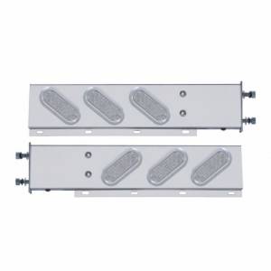 UNITED PACIFIC - 62807 - BARRA CON RESORTE DE ACERO INOXIDABLE CON PATRÓN DE PERNOS DE 3-3/4" CON LUCES LED OVALADAS DE 6" Y BISEL - LED ROJO/LENTE TRANSPARENTE (PAR)