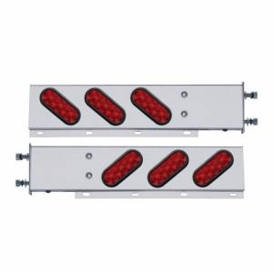 UNITED PACIFIC - 63300 - BARRA DE RESORTE SS CON PATRÓN DE PERNOS DE 3-3/4" CON 6 LUCES LED OVALADAS 10 - LED ROJO Y LENTE (PAR)