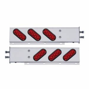 UNITED PACIFIC - 63304 - BARRA DE RESORTE SS CON PATRÓN DE PERNOS DE 2-1/2" CON 6 LUCES LED OVALADAS 10 - LED ROJO Y LENTE (PAR)