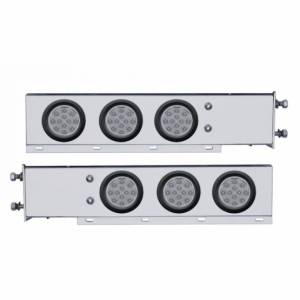 UNITED PACIFIC - 63552 - BARRA CON RESORTE SS DE LUJO CON PATRÓN DE PERNOS DE 3-3/4" CON LUZ DE 4" DE 6X 12 LED - LED ROJO/LEENTE TRANSPARENTE (PAR)