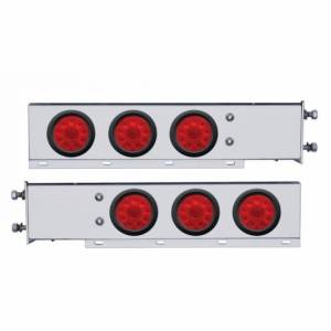 UNITED PACIFIC - 63553 - BARRA CON RESORTE SS DE LUJO CON PATRÓN DE PERNO DE 3-3/4" CON 6X 10 LUCES LED DE 4" - LED ROJO Y LENTE (PAR)