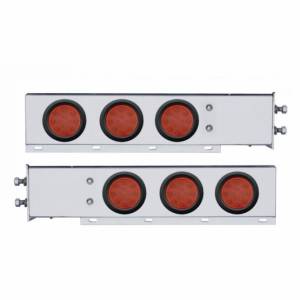 UNITED PACIFIC - 63643 - BARRA CON RESORTE CROMADA CON PATRÓN DE PERNOS DE 2-1/2" CON LUCES REFLECTORAS DE 4" DE 12 LED - LED ROJO Y LENTE (PAR)