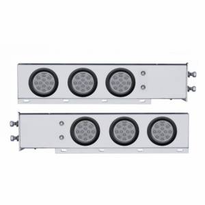 UNITED PACIFIC - 63644 - BARRA CON RESORTE CROMADA CON PATRÓN DE PERNOS DE 2-1/2" CON LUCES REFLECTORAS DE 4" DE 12 LED - LED ROJO/LEENTE TRANSPARENTE (PAR)