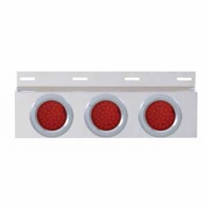 UNITED PACIFIC - 63702 - PLACA DE GUARDABARROS SUPERIOR DE ACERO INOXIDABLE CON 3 LUCES Y OJALES DE 36 LED DE 4" - LED ROJO/LENTE ROJA (CADA UNO)