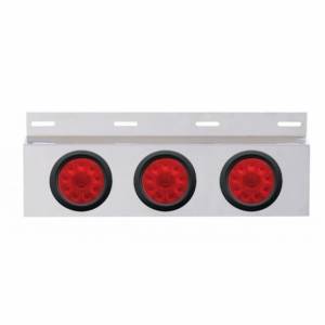 UNITED PACIFIC - 63706 - PLACA DE GUARDABARROS SUPERIOR DE INOXIDABLE CON 3X 10 LUCES LED DE 4" Y OJALES - LED ROJO/LENTE ROJA (CADA UNO)