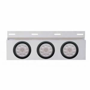 UNITED PACIFIC - 63707 - PLACA DE GUARDABARROS SUPERIOR DE INOXIDABLE CON 3X 10 LUCES LED DE 4" Y OJALES - LED ROJO/LENTE TRANSPARENTE (CADA UNO)