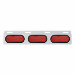 UNITED PACIFIC - 63710 - PLACA DE GUARDABARROS SUPERIOR DE INOXIDABLE CON 3 LUCES Y OJALES OVALADOS DE 19 LED DE 6" - LED ROJO/LENTE ROJA (CADA UNO)