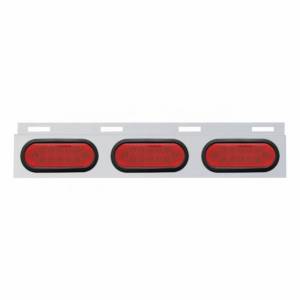 UNITED PACIFIC - 63712 - PLACA DE GUARDABARROS SUPERIOR DE INOXIDABLE CON TRES 12 LUCES LED Y OJAL - LED ROJO/LENTE ROJA (CADA UNO)
