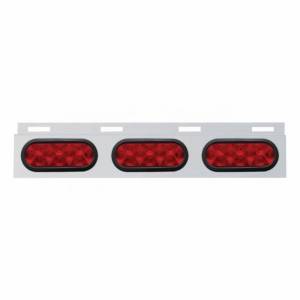 UNITED PACIFIC - 63714 - PLACA DE GUARDABARROS SUPERIOR DE INOXIDABLE CON TRES 10 LUCES LED Y OJAL - LED ROJO/LENTE ROJA (CADA UNO)