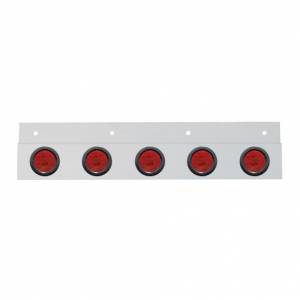 UNITED PACIFIC - 63716 - PLACA DE GUARDABARROS SUPERIOR DE ACERO INOXIDABLE CON 5 LUCES Y OJALES DE 9 LED DE 2" - LED ROJO/LENTE ROJA (CADA UNO)