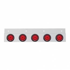 UNITED PACIFIC - 63718 - PLACA DE GUARDABARROS SUPERIOR DE INOXIDABLE CON 5 LUCES REFLECTORAS DE 9 LED DE 2" Y OJALES - LED ROJO/LENTE ROJA (CADA UNO)