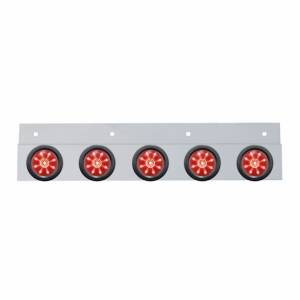 UNITED PACIFIC - 63722 - PLACA DE GUARDABARROS SUPERIOR DE ACERO INOXIDABLE CON 5X 9 LED LUCES DE COLMENA Y OJALES DE 2" - LED ROJO/LENTE ROJA (CADA UNO)
