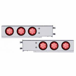 UNITED PACIFIC - 63748 - BARRA CON RESORTE SS DE LUJO CON PATRÓN DE PERNOS DE 3-3/4" CON LUZ REFLECTORA DE 4" LED ROJA 6X 7 - LENTE ROJA (PAR)