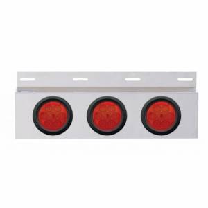 UNITED PACIFIC - 63758 - PLACA DE GUARDABARROS SUPERIOR DE INOXIDABLE CON 3 LUCES REFLECTORAS DE 7 LED DE 4" Y OJALES - LED ROJO/LENTE ROJA (CADA UNO)