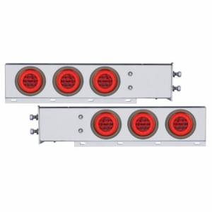 UNITED PACIFIC - 63766 - BARRA DE RESORTE SS CON PATRÓN DE PERNO DE 2-1/2" CON 6X 21 LED GLOLIGHT DE 4" - LED ROJO Y LENTE (PAR)