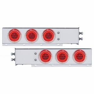 UNITED PACIFIC - 63768 - BARRA DE RESORTE SS CON PATRÓN DE PERNO DE 2" CON 6X 21 LED GLOLIGHT Y VISORES DE 4" - LED ROJO Y LENTE (PAR)