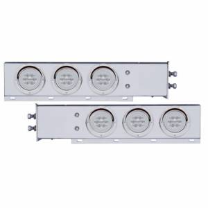 UNITED PACIFIC - 63769 - BARRA DE RESORTE SS CON PATRÓN DE PERNOS DE 2" CON 6X 21 LED GLOLIGHT Y VISORES DE 4" - LED ROJO/LEENTE TRANSPARENTE (PAR)