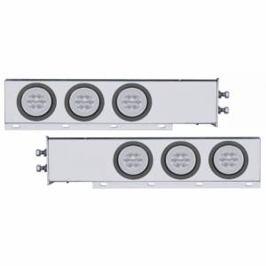 UNITED PACIFIC - 63771 - BARRA DE RESORTE SS CON PATRÓN DE PERNO DE 2" CON 6X 21 LED GLOLIGHT DE 4" -LED ROJO/LEENTE TRANSPARENTE (PAR)