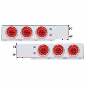 UNITED PACIFIC - 63772 - BARRA TRASERA CON RESORTE CR CON PATRÓN DE PERNOS DE 3-3/4" CON LUZ GLOLIGHT Y VISORES DE 4" LED ROJOS 6X 21 - LENTE ROJA (PAR)