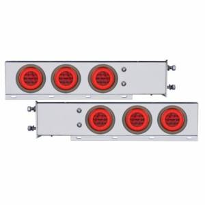 UNITED PACIFIC - 63774 - BARRA TRASERA CON RESORTE CR CON PATRÓN DE PERNOS DE 3-3/4" CON LUZ GLO Y OJAL DE 4" LED ROJOS 6X 21 - LENTE ROJA (PAR)