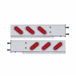 UNITED PACIFIC - UNITED PACIFIC - 63784 - BARRA CON RESORTE DE ACERO INOXIDABLE CON PATRÓN DE PERNOS DE 3-3/4" CON 6X 22 LED ROJOS GLOLIGHT Y VISERA OVALADOS DE 6" - LENTE ROJA (PAR) - Image 4