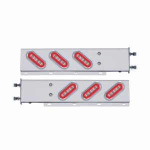 UNITED PACIFIC - UNITED PACIFIC - 63785 - BARRA CON RESORTE DE ACERO INOXIDABLE CON PATRÓN DE PERNOS DE 3-3/4" CON 6X 22 LED ROJOS GLOLIGHT Y VISERA OVALADOS DE 6" - LENTE TRANSPARENTE (PAR) - Image 4