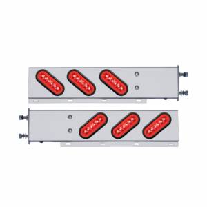 UNITED PACIFIC - 63786 - BARRA DE RESORTE SS CON PATRÓN DE PERNOS DE 3-3/4" CON 6X 22 LED ROJOS GLOLIGHT Y OJAL OVALADOS DE 6" - LENTE ROJA (PAR)