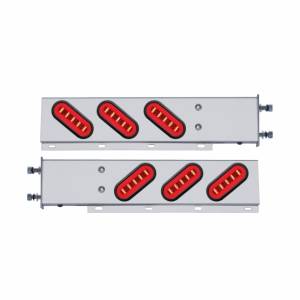UNITED PACIFIC - 63787 - BARRA DE RESORTE SS CON PATRÓN DE PERNOS DE 3-3/4" CON 6X 22 LED ROJOS GLOLIGHT Y OJAL OVALADOS DE 6" - LENTE TRANSPARENTE (PAR)
