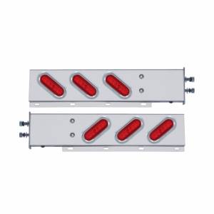 UNITED PACIFIC - UNITED PACIFIC - 63788 - BARRA DE RESORTE DE ACERO INOXIDABLE CON PATRÓN DE PERNOS DE 2-1/2" CON 6X 22 LED ROJOS GLOLIGHT Y VISERA OVALADOS DE 6" - LENTE ROJA (PAR) - Image 3