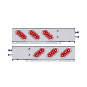 UNITED PACIFIC - 63789 - BARRA DE RESORTE SS CON PATRÓN DE PERNOS DE 2-1/2" CON 6X 22 LED ROJOS GLOLIGHT Y VISERA OVALADOS DE 6" - LENTE TRANSPARENTE (PAR)