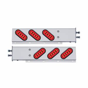 UNITED PACIFIC - 63791 - BARRA DE RESORTE SS CON PATRÓN DE PERNO DE 2-1/2" CON 6X 22 LED ROJOS GLOLIGHT Y OJAL OVALADOS DE 6" - LENTE TRANSPARENTE (PAR)