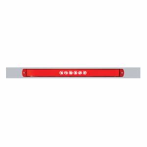 UNITED PACIFIC - 63792 - PLACA DE GUARDABARROS SUPERIOR CROMADA CON BARRA GLOLIGHT DE 28 LED DE 17" - LED ROJO/LENTE ROJA (CADA UNO)