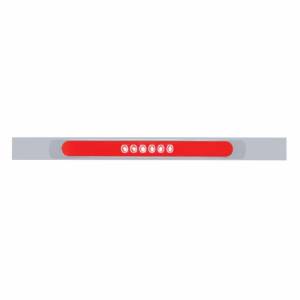 UNITED PACIFIC - 63794 - PLACA DE GUARDABARROS SUPERIOR CROMADA CON BISEL Y BARRA GLOLIGHT DE 28 LED DE 17" - LED ROJO/LENTE ROJA (CADA UNO)