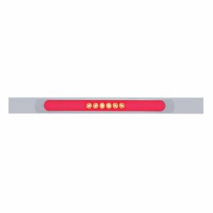 UNITED PACIFIC - 63795 - PLACA DE GUARDABARROS SUPERIOR CROMADA CON BISEL Y BARRA GLOLIGHT DE 28 LED DE 17" - LED ROJO/LENTE TRANSPARENTE (CADA UNO)