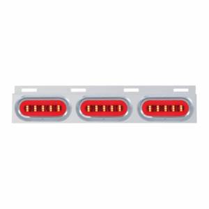 UNITED PACIFIC - 63817 - SOPORTE DE GUARDABARROS SUPERIOR DE INOXIDABLE CON 3X 22 LED 6" GLOLIGHT OVALADO Y VISORES - LED ROJO/LENTE TRANSPARENTE (CADA UNO)