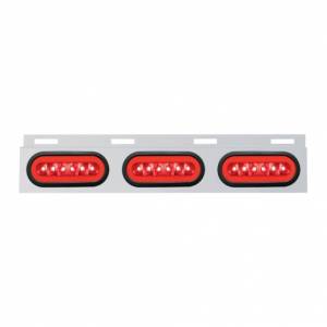 UNITED PACIFIC - 63818 - SOPORTE DE GUARDABARROS SUPERIOR DE INOXIDABLE CON 3X 22 LED 6" GLOLIGHT OVALADO Y OJALES - LED ROJO/LENTE ROJA (CADA UNO)