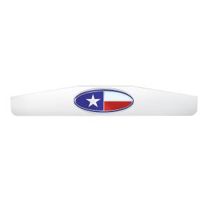 UNITED PACIFIC - 67009 - PESO DEL GUARDABARROS INFERIOR CROMADO DE 4" X 24" CON EMBLEMA OVALADO DE LA BANDERA DE TEXAS