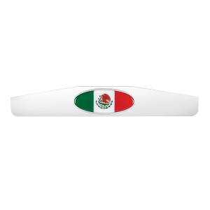 UNITED PACIFIC - 67010 - PESO DE GUARDABARROS INFERIOR CROMADO DE 4" X 24" CON EMBLEMA OVALADO DE LA BANDERA DE MÉXICO