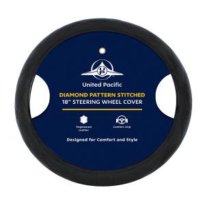 UNITED PACIFIC - 70118 - FUNDA PARA VOLANTE DE PIEL 18" CON COSTURAS DE CRISTAL - COSTURAS NEGRAS
