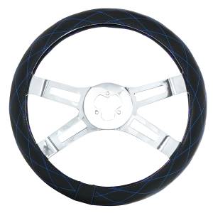 UNITED PACIFIC - UNITED PACIFIC - 70119 - FUNDA PARA VOLANTE DE PIEL 18" CON COSTURAS DE CRISTAL - COSTURAS AZULES - Image 2