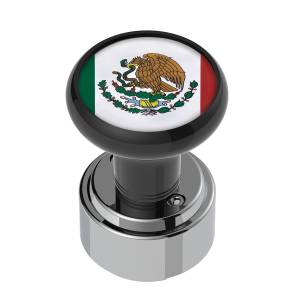 UNITED PACIFIC - 70350 - POMO DE CAMBIO DE MARCHAS A ROSCA CON ADAPTADOR DE 9/10 VELOCIDADES Y PEGATINA BANDERA DE MÉXICO - NEGRO
