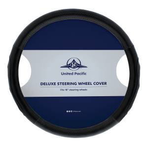 UNITED PACIFIC - 70407 - FUNDA PARA VOLANTE CON DISEÑO DE FIBRA DE CARBONO DE 18" - COSTURAS NEGRAS