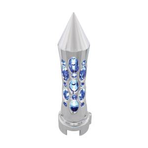 UNITED PACIFIC - 70714 - PERILLA DE CAMBIO DE ENGRANAJES ESTILO DAYTONA CON LED ADAPTADOR DE VELOCIDAD 13/15/18 - LED CROMADO/AZUL