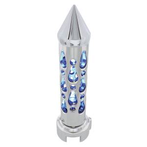 UNITED PACIFIC - 70722 - POMO DE CAMBIO DE ENGRANAJES ESTILO BROOKLYN CON LED ADAPTADOR DE 13/15/18 VELOCIDADES - CROMADO/LED AZUL