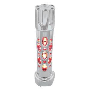 UNITED PACIFIC - 70741 - POMO DE CAMBIO DE MARCHAS CON CILINDRO DE PISTOLA ESTILO AUSTIN CON LED ADAPTADOR DE 9/10 VELOCIDADES - LED CROMADO/ROJO