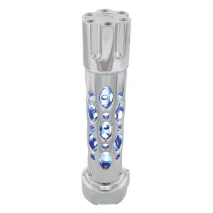 UNITED PACIFIC - 70742 - POMO DE CAMBIO DE MARCHAS CON CILINDRO DE PISTOLA ESTILO AUSTIN CON LED ADAPTADOR DE 9/10 VELOCIDADES - LED CROMADO/AZUL