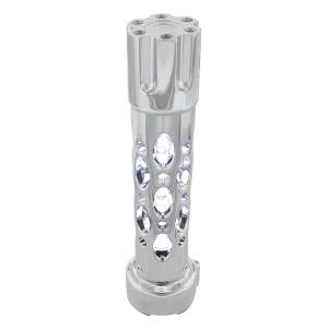 UNITED PACIFIC - 70743 - POMO DE CAMBIO DE MARCHAS CON CILINDRO DE PISTOLA ESTILO AUSTIN CON LED ADAPTADOR DE 9/10 VELOCIDADES - LED CROMADO/BLANCO