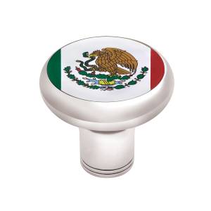 UNITED PACIFIC - 70797 - POMO DE CAMBIO DE MARCHAS DE ROSCA 1/2"-13 CON PEGATINA BANDERA DE MÉXICO - CROMADO
